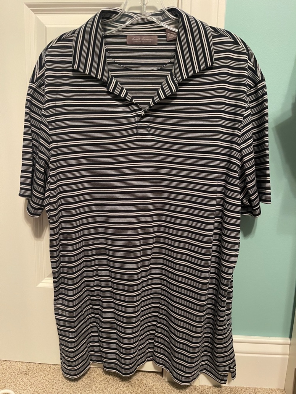 Classic Men’s Short-Sleeve Polo Shirt - Navy & White Stripes